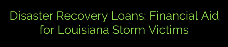 Disaster Recovery Loans: Financial Aid for Louisiana Storm Victims