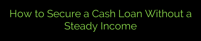 How to Secure a Cash Loan Without a Steady Income