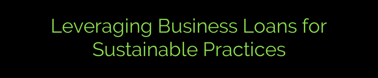 Leveraging Business Loans for Sustainable Practices